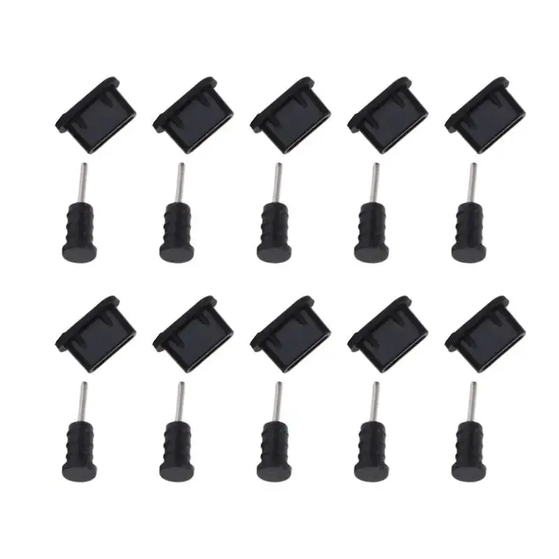 10 Pairs Type-C USB Dust Plugs – Silicone Covers for Phones