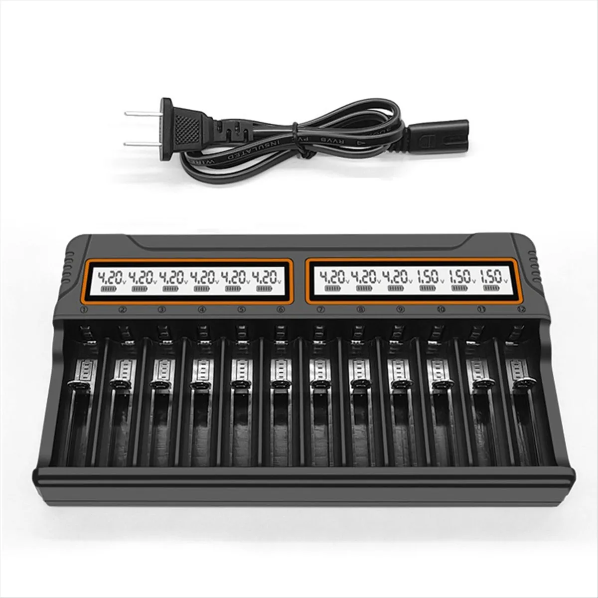 12-Slot 18650 Battery Charger with Display