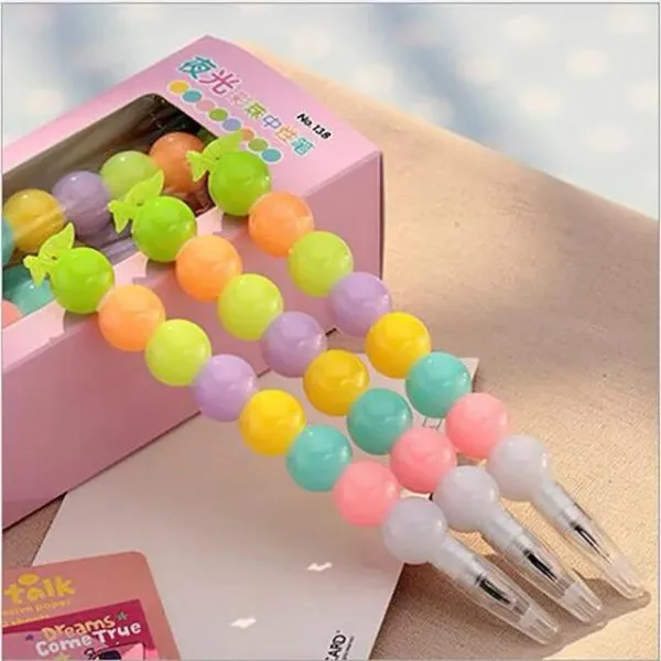 6-Piece Beadable Gel Ink Pens - Fun Stationery for School Kids