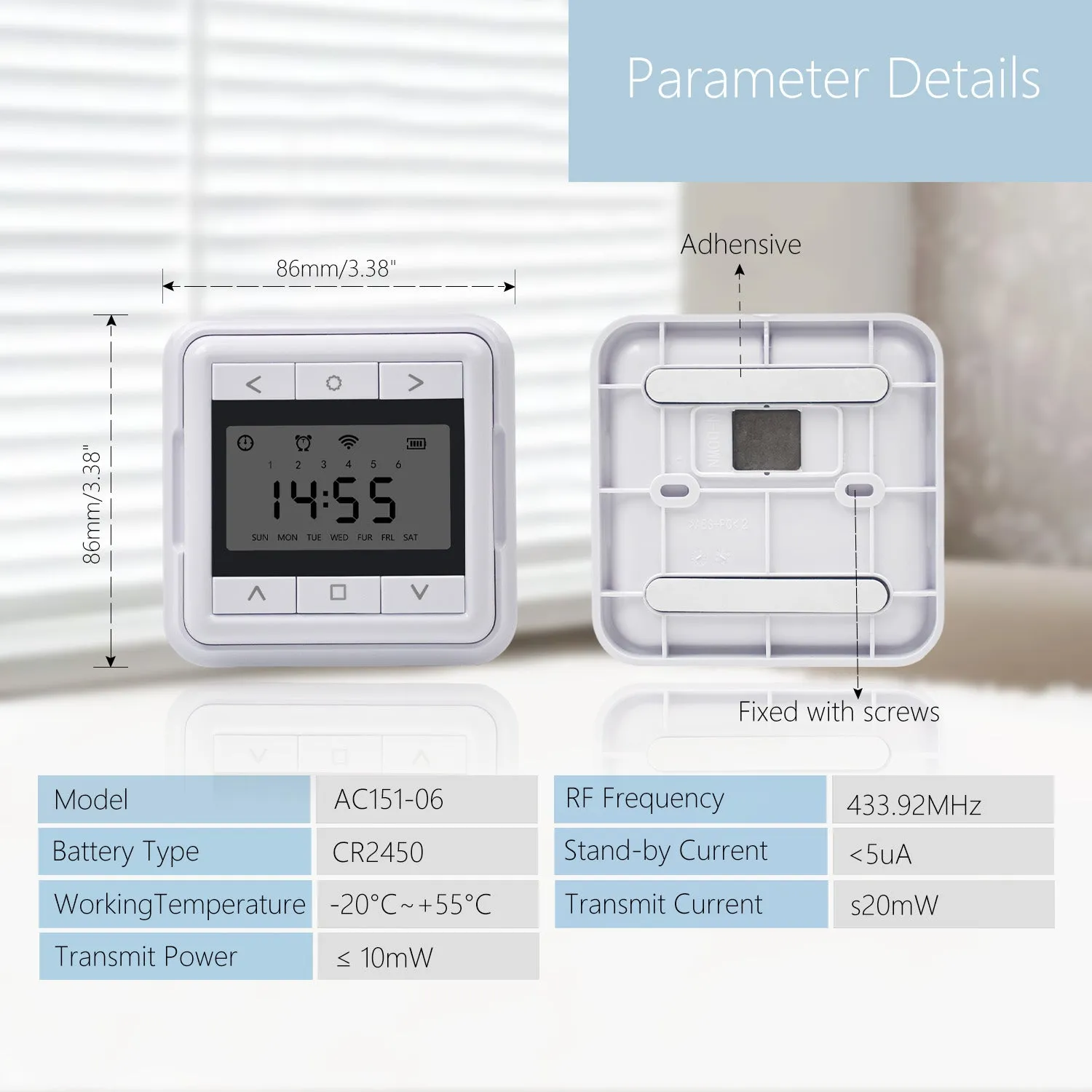 AC151-06 Timer 6 Channels 433M Remote Control For Motorized Shade/Blinds/Shutter