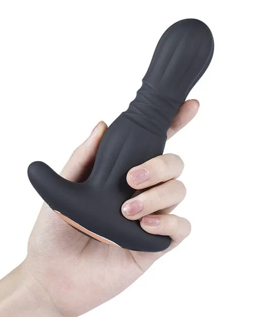 Agas Thrusting Butt Plug with  Remote Control - Black