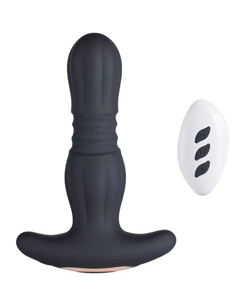 Agas Thrusting Butt Plug with  Remote Control - Black