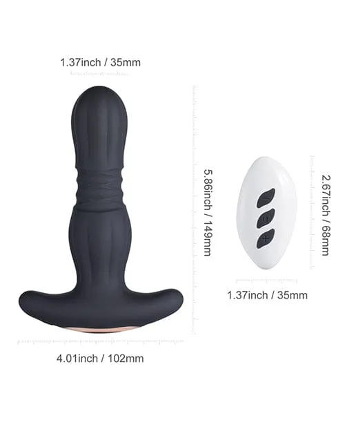 Agas Thrusting Butt Plug with  Remote Control - Black