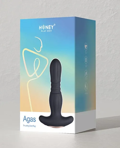 Agas Thrusting Butt Plug with  Remote Control - Black