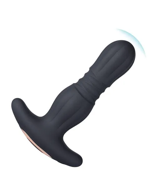 Agas Thrusting Butt Plug with  Remote Control - Black