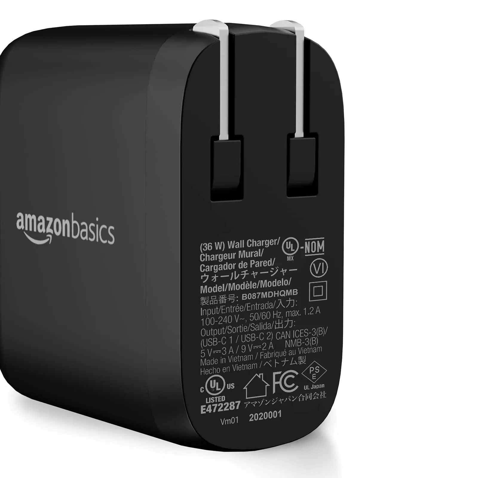 Amazon Basics 36W Two-Port USB-C Wall Charger with Fast Charging Power Delivery PD for Tablets & Phones (iPhone 16/15/14/13/12/11/X, iPad, Samsung, and More), Dual Port, Non-PPS, Black