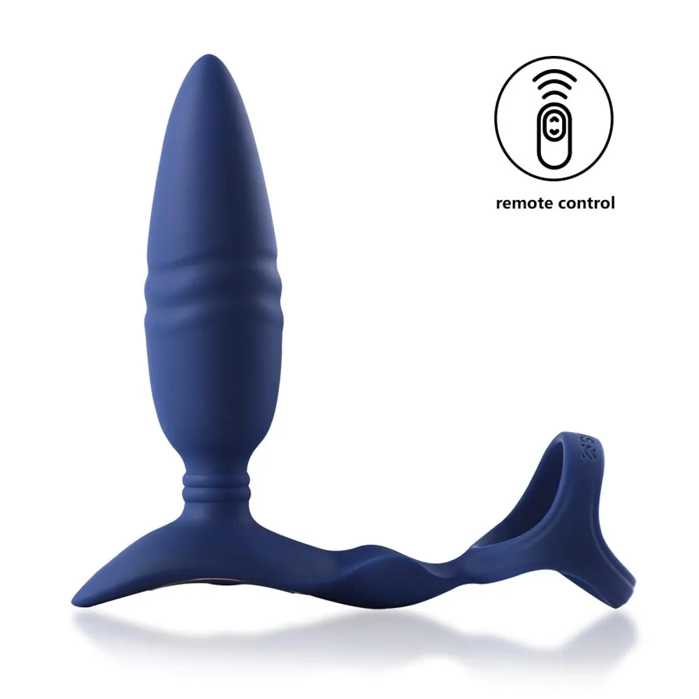 Arosum Ring’n’Rear Vibrating Thrusting Anal Plug with Remote