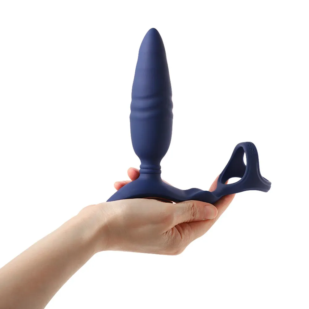 Arosum Ring’n’Rear Vibrating Thrusting Anal Plug with Remote