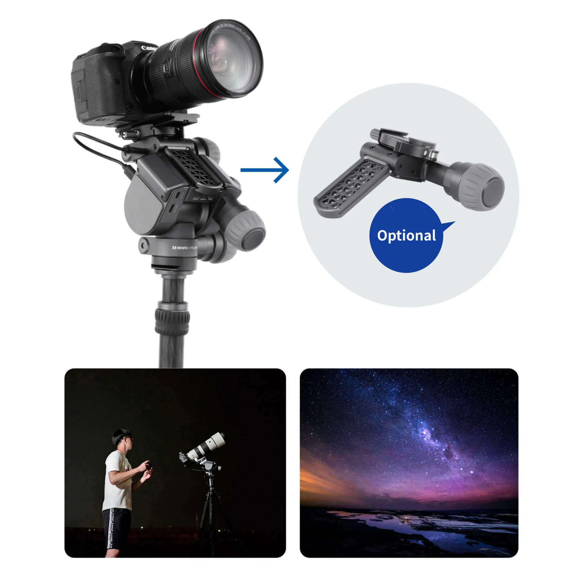 Benro Polaris Smart Electric Tripod Head - 3-Axis WiFi Astro Edition