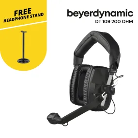 Beyerdynamic DT 109 200 Ohms BLACK Closed Headset with 50 Ohms Dynamic Hypercardioid Microphone (DT-109 / DT109)