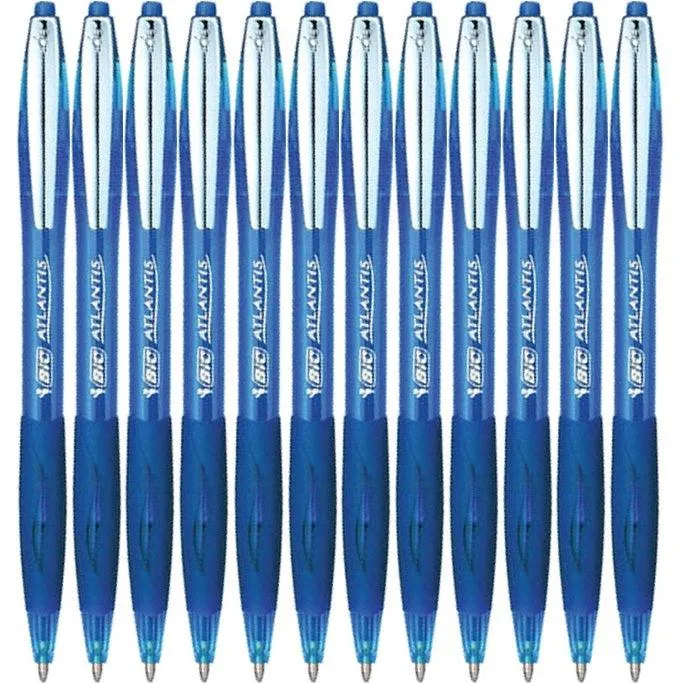 Bic Atlantis Original Retractable Ballpoint Pen Blue Medium Box 12