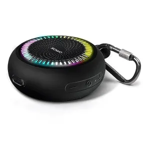 Bluetooth Shower Speaker Waterproof | Small Portable Bluetooth Speaker Wireless with Clip | Powerful Bass and Louder Volume | Colorful Lights and Lightweight | with TWS Pairing | Black