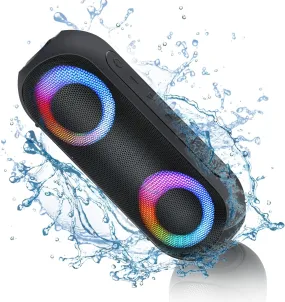 Bluetooth Speakers with Light, 30W Portable Bluetooth Wireless(100Ft Range) Loud Stereo Sound, IPX7 Waterproof Shower Speakers, RGB Multi-Colors Rhythm Lights, 1000Mins Playtime for Indoor&Outdoor