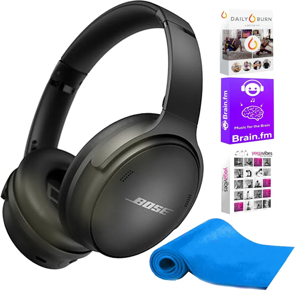 Bose QuietComfort 45 Noise-Canceling Wireless Over-Ear Headphones (Triple Black)   Foam Exercise Roll Up Mat   Fitness and Wellness Plus Software Suite