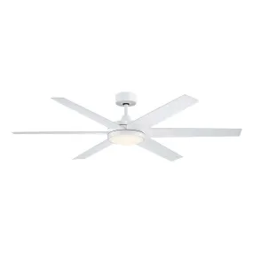 Brawn 64 Inch Matte White Outdoor Smart Ceiling Fan with LED CCT Select Light Kit and Remote