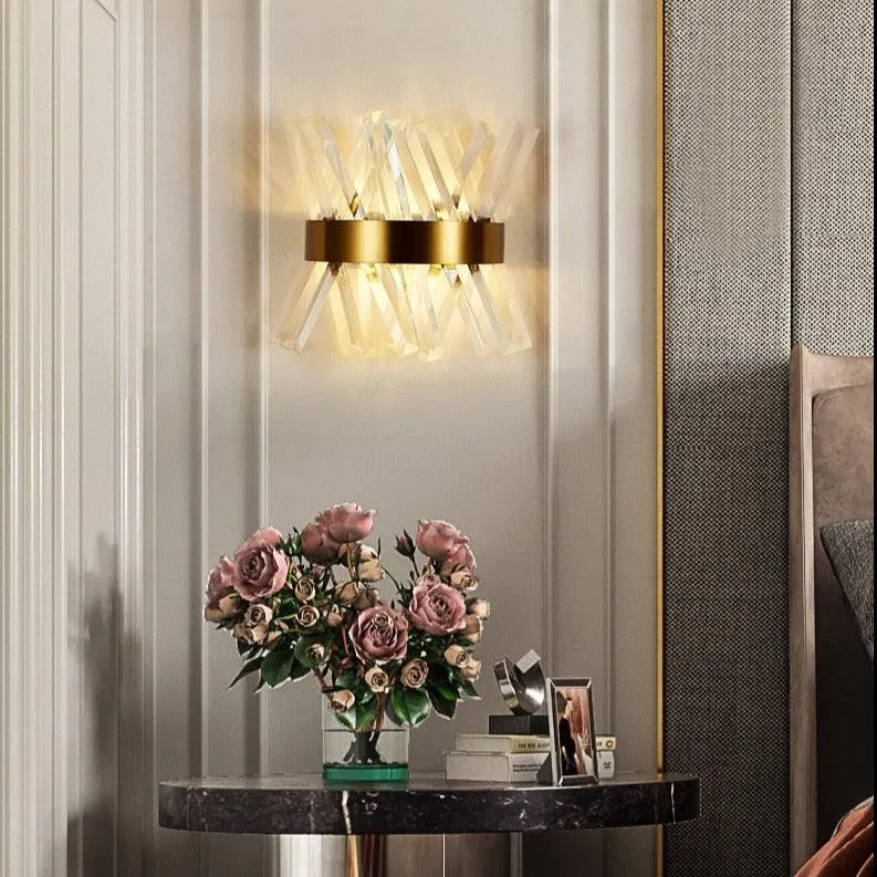 Chic Crystal-Embellished Wall Sconce - Contemporary Lighting for Home and Bathroom