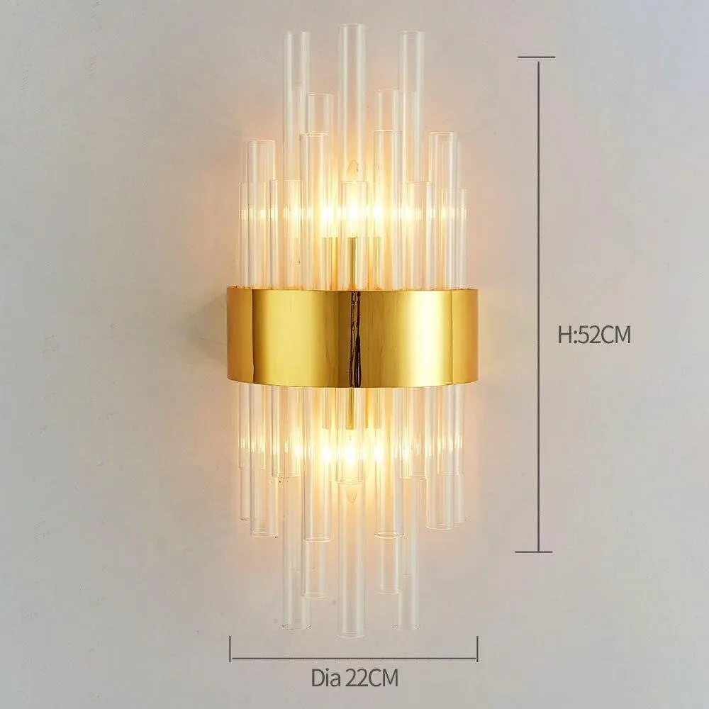 Chic Crystal-Embellished Wall Sconce - Contemporary Lighting for Home and Bathroom