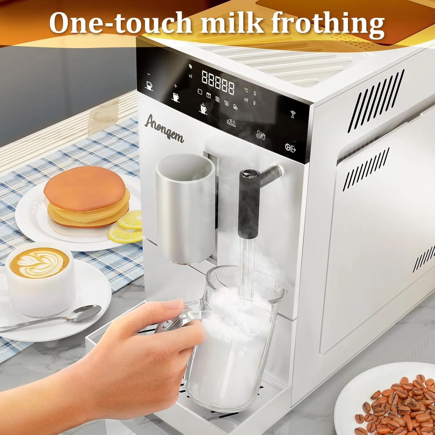 Coffee Maker Automatic Espresso Machine: Built-In Grinder Filter Programmable Milk Frother - Brew Single Cup for French Cappuccino Capresso Latte