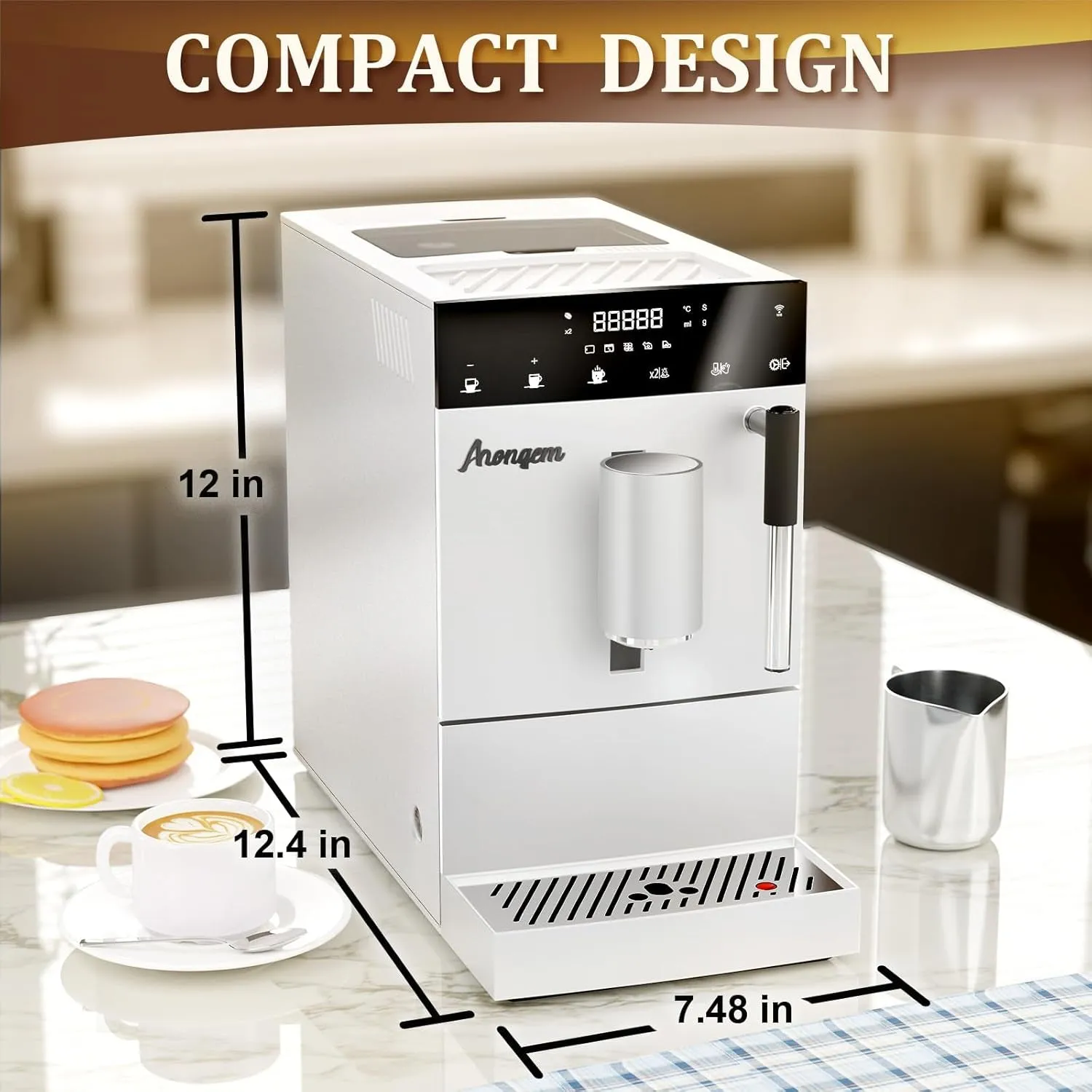 Coffee Maker Automatic Espresso Machine: Built-In Grinder Filter Programmable Milk Frother - Brew Single Cup for French Cappuccino Capresso Latte