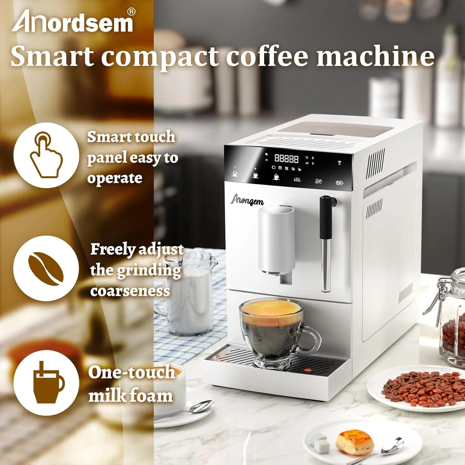 Coffee Maker Automatic Espresso Machine: Built-In Grinder Filter Programmable Milk Frother - Brew Single Cup for French Cappuccino Capresso Latte