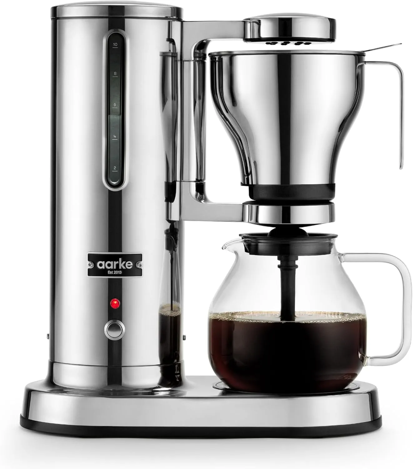 Coffee Maker - Electric Drip Filter Coffee Brewer, Stainless Steel, Glass Carafe, Smart Hot Plate, 10 Cup Capacity, 250 Ml