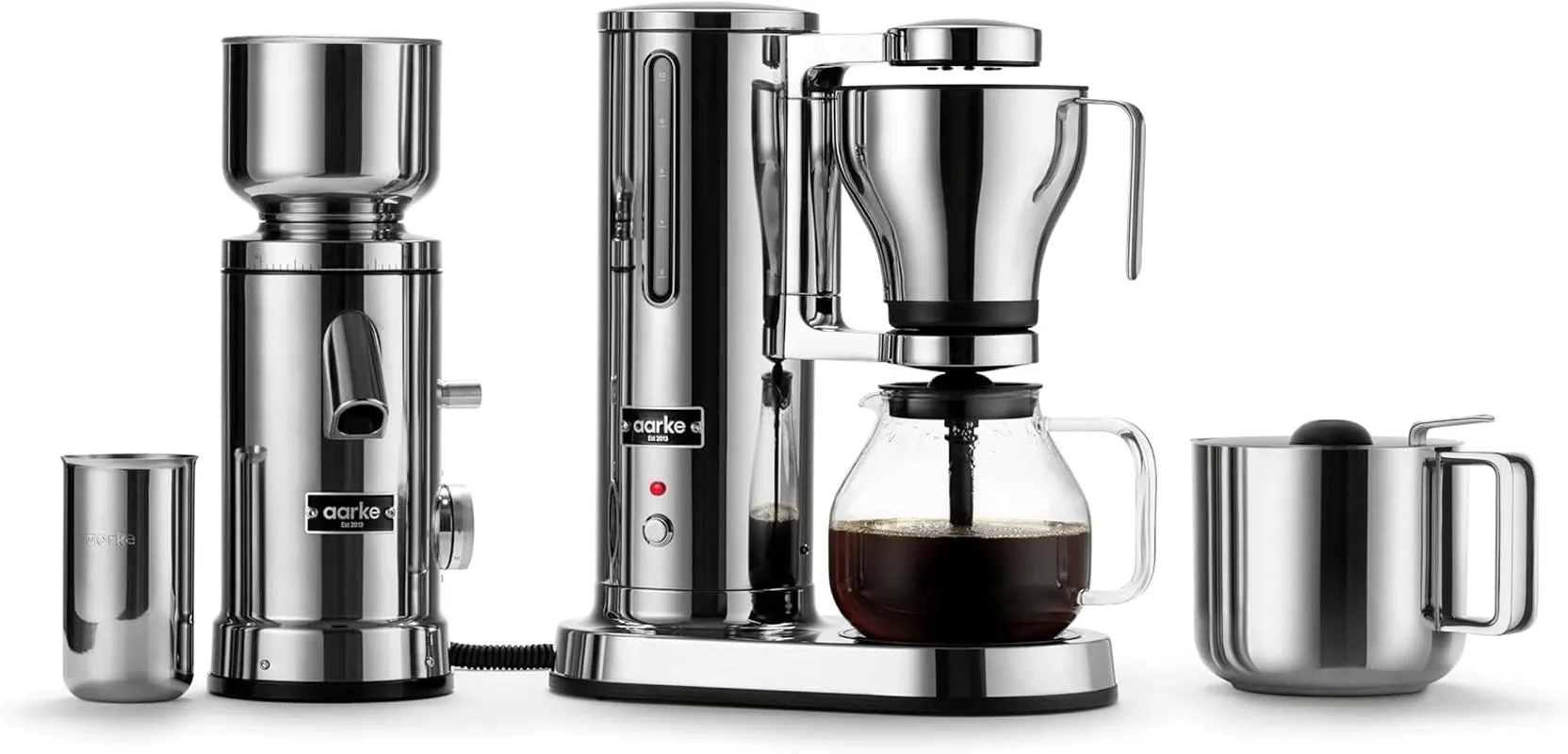 Coffee Maker - Electric Drip Filter Coffee Brewer, Stainless Steel, Glass Carafe, Smart Hot Plate, 10 Cup Capacity, 250 Ml