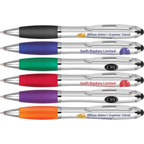 Curvy Stylus Pens - Silver - Unprinted sample