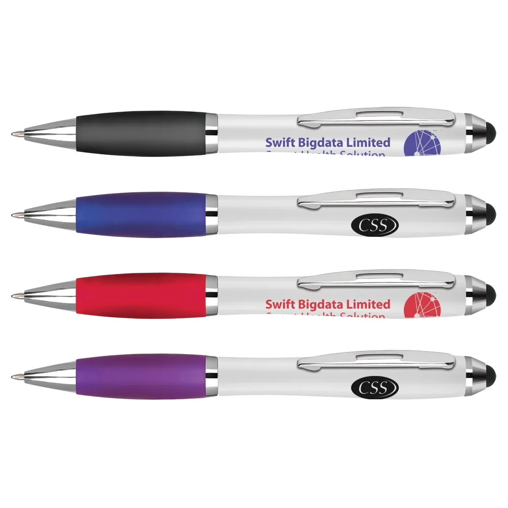 Curvy Stylus Pens - White - Unprinted sample