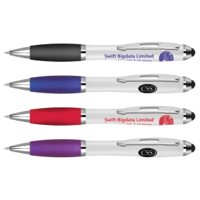 Curvy Stylus Pens - White - Unprinted sample