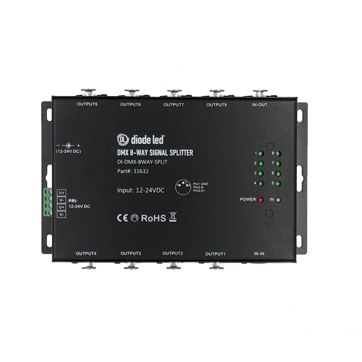 DMX XLR-8-WAY Signal Splitter