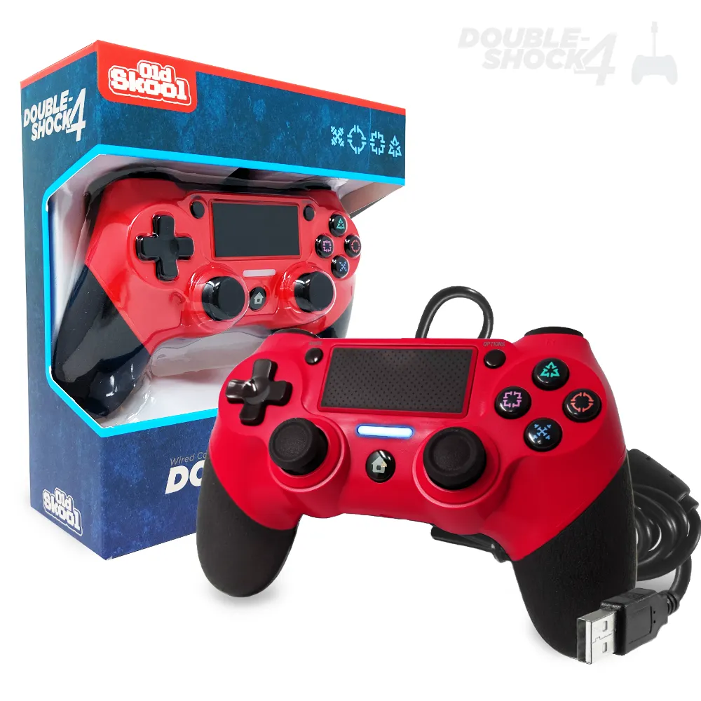 Double-Shock 4 Wired Controller for PS4 - Scarlet Red NEW