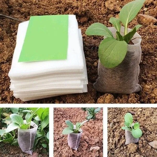 Eco-Friendly 100-Pack Non-Woven Seedling Bags for Enhanced Plant Growth