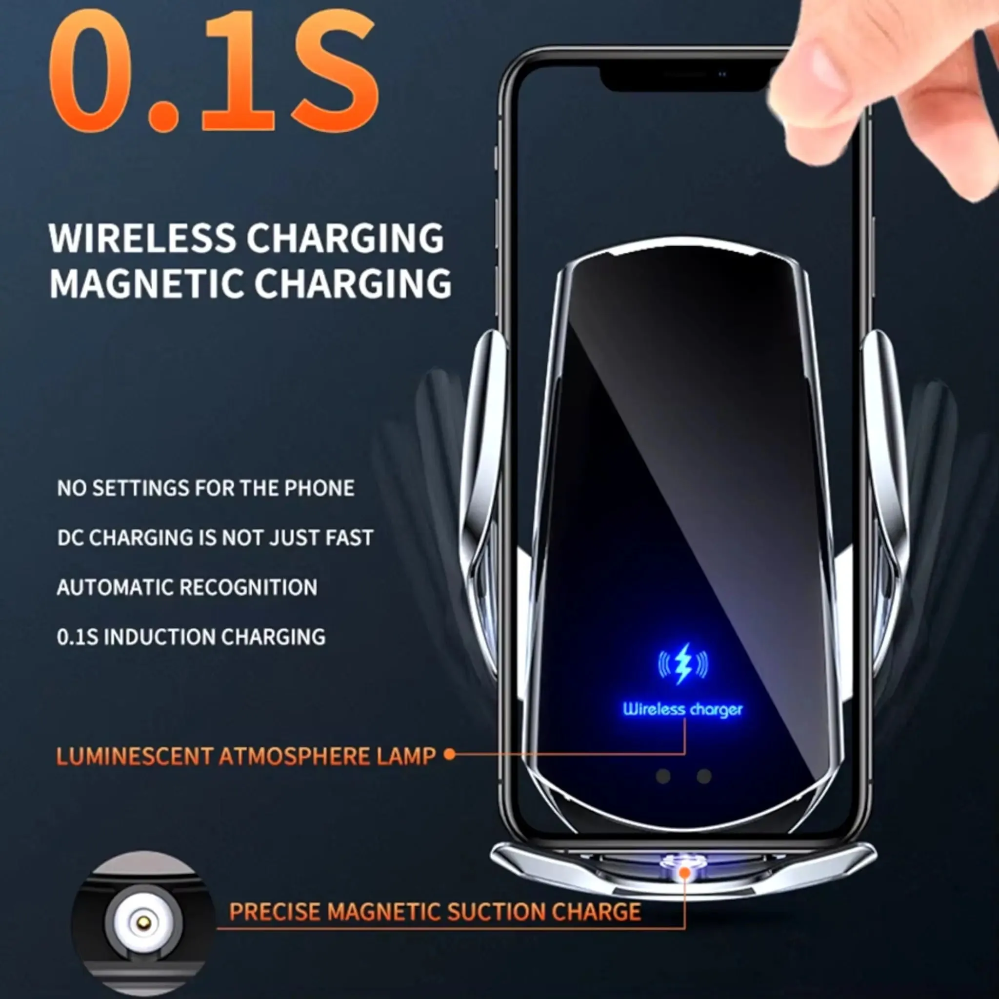 Fast Wireless Charging Car Mount – 30W with Infrared Sensor