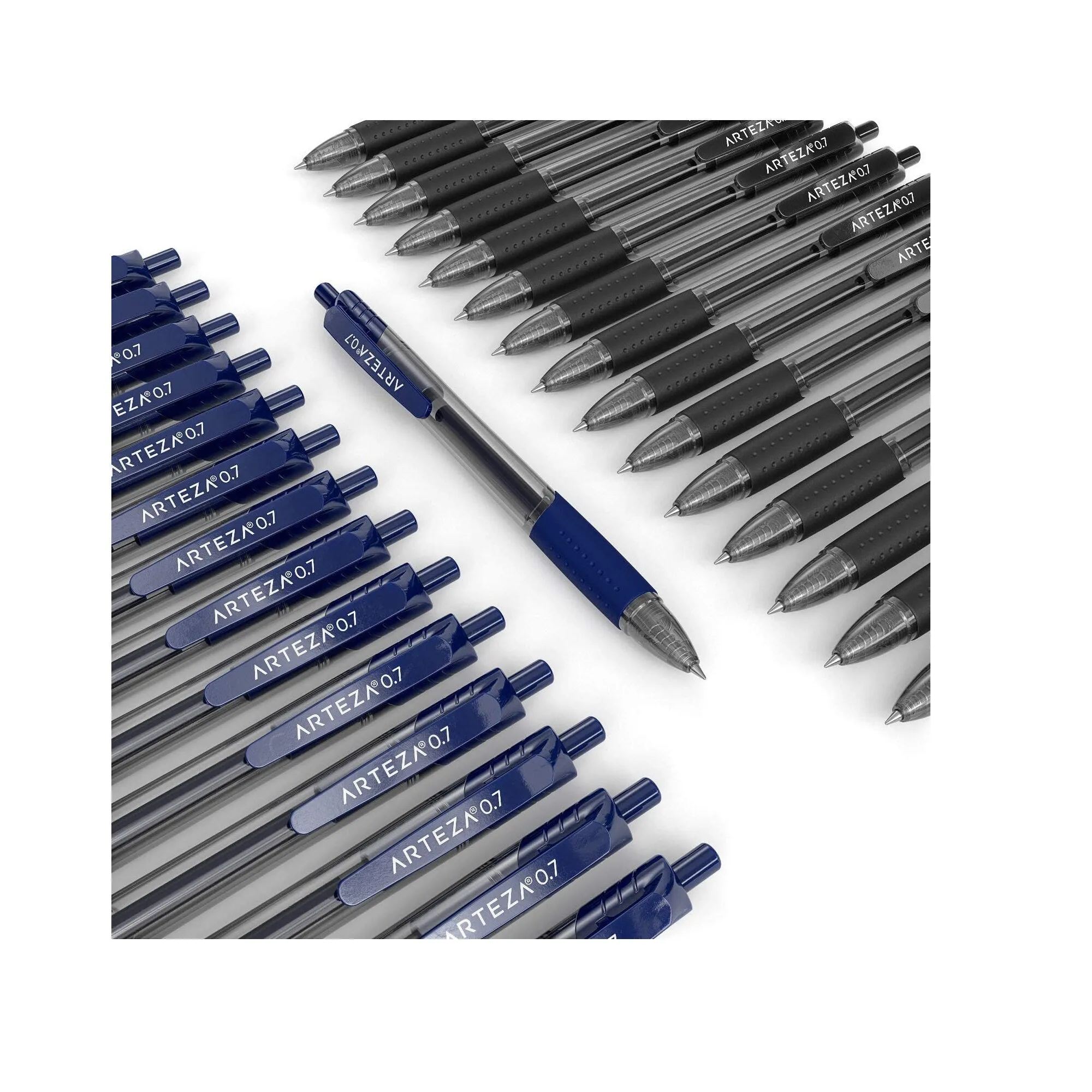 Gel Pens | Set of 30 Roller Ball Bullet Journal Pens | 15 Black & 15 Blue | Quick-Drying Ink | Fine Point