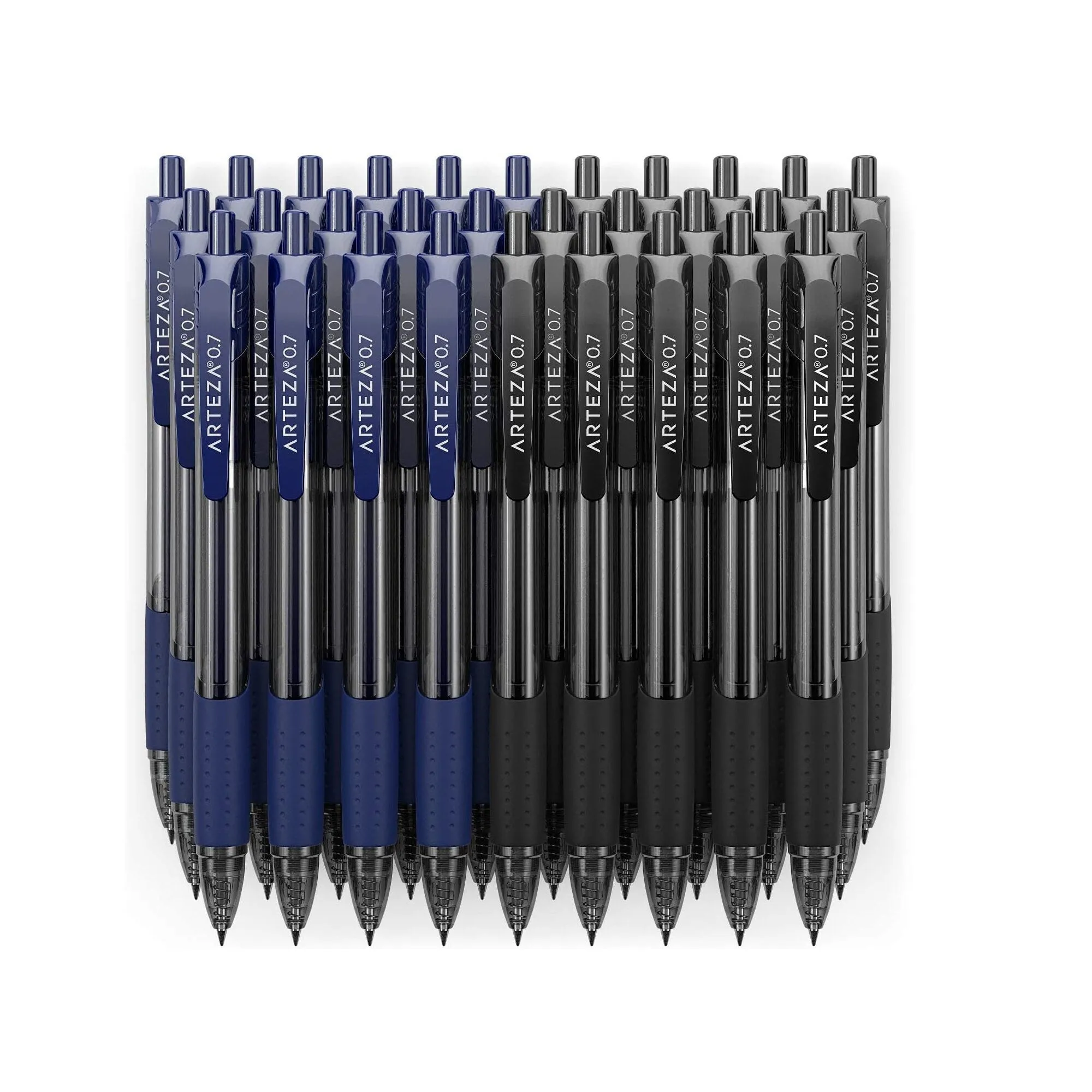 Gel Pens | Set of 30 Roller Ball Bullet Journal Pens | 15 Black & 15 Blue | Quick-Drying Ink | Fine Point