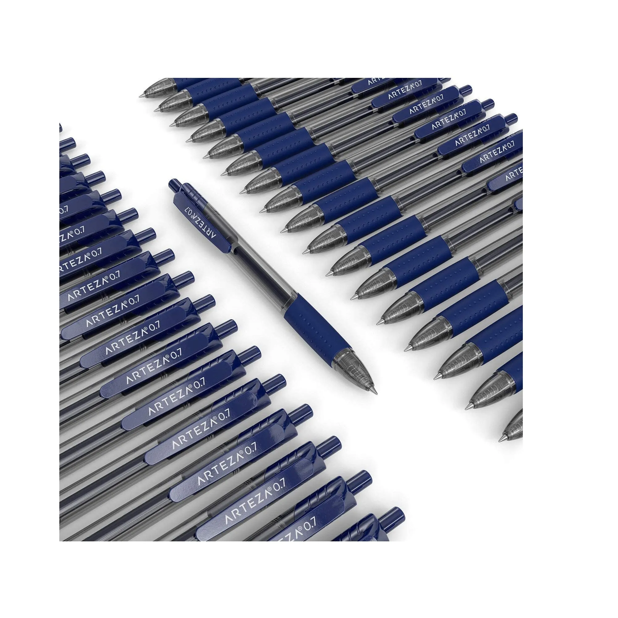 Gel Pens | Set of 50 Blue Roller Ball Bullet Journal Pens | Quick-Drying Ink | Fine Point