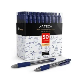 Gel Pens | Set of 50 Blue Roller Ball Bullet Journal Pens | Quick-Drying Ink | Fine Point