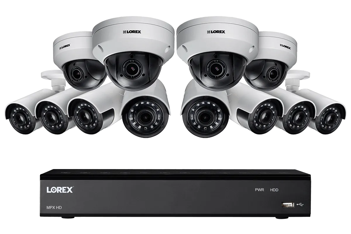 HD 1080p Home Security System featuring 8 Ultra Wide Angle Cameras and 4 PTZs