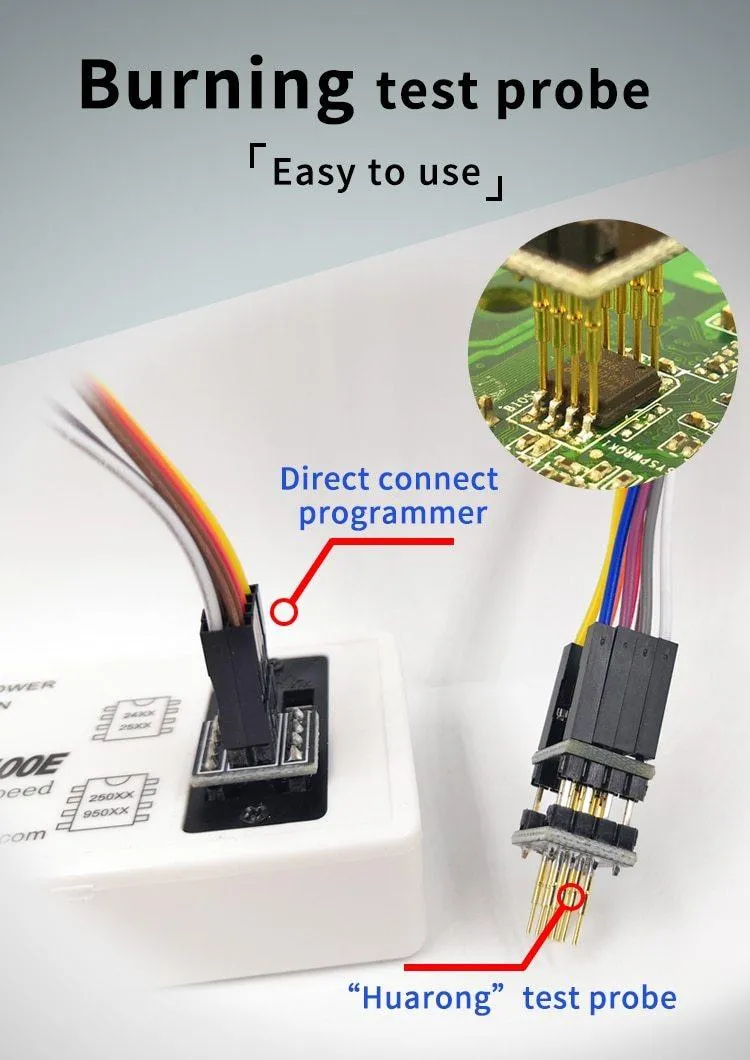 In-Circuit SPI Probe Programmer for 24, 25, 93 EEPROM, 25 Flash, and BIOS Chips - For T48, T56, RT809F and more