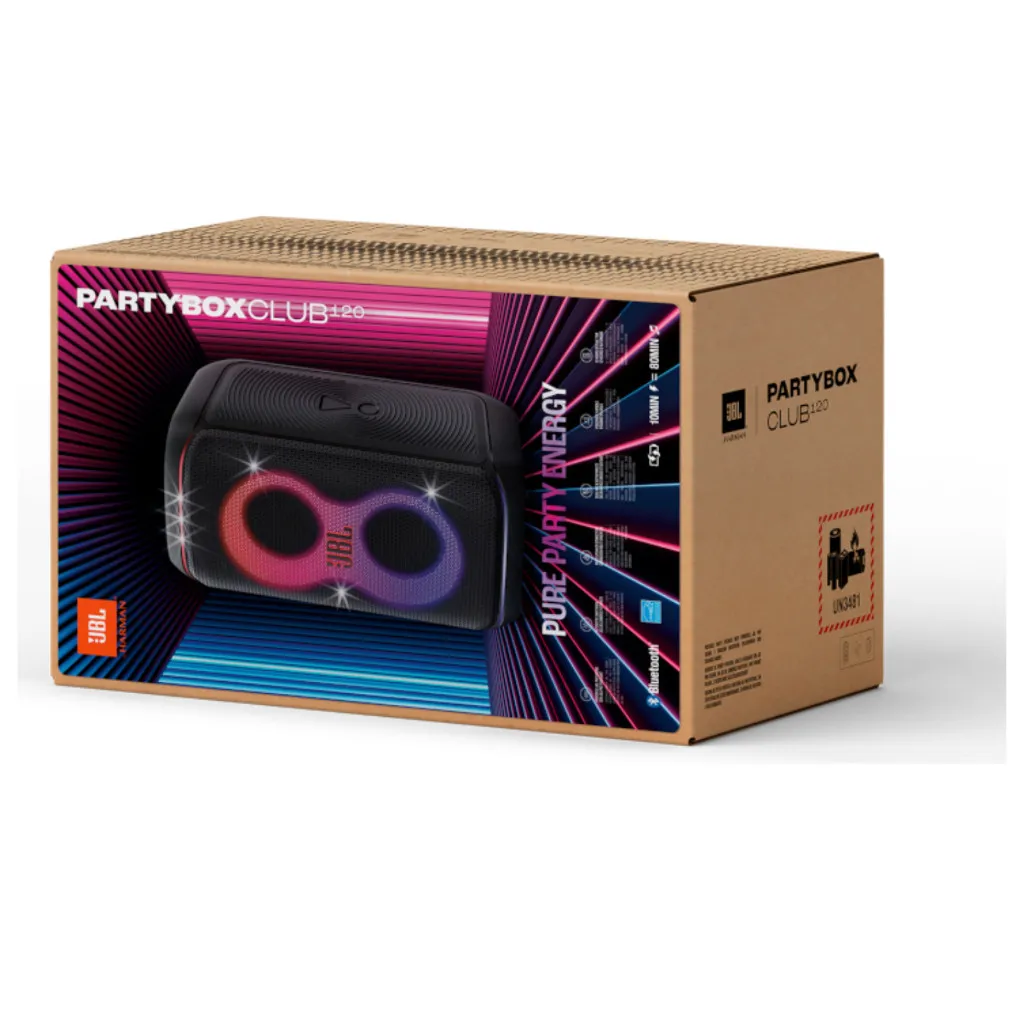 JBL PartyBox Club 120 Portable Bluetooth Speaker with 160W Powerful Sound Built-in Lights and Splashproof Party Box