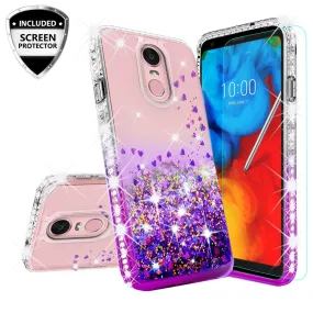 LG Stylo 4 Case, Stylo 4 Plus, Q Stylus Case Liquid Glitter Phone Case Waterfall Floating Quicksand Bling Sparkle Cute Protective Girls Women Cover for Stylo 4/Stylo 4 Plus/Q Stylus - Purple