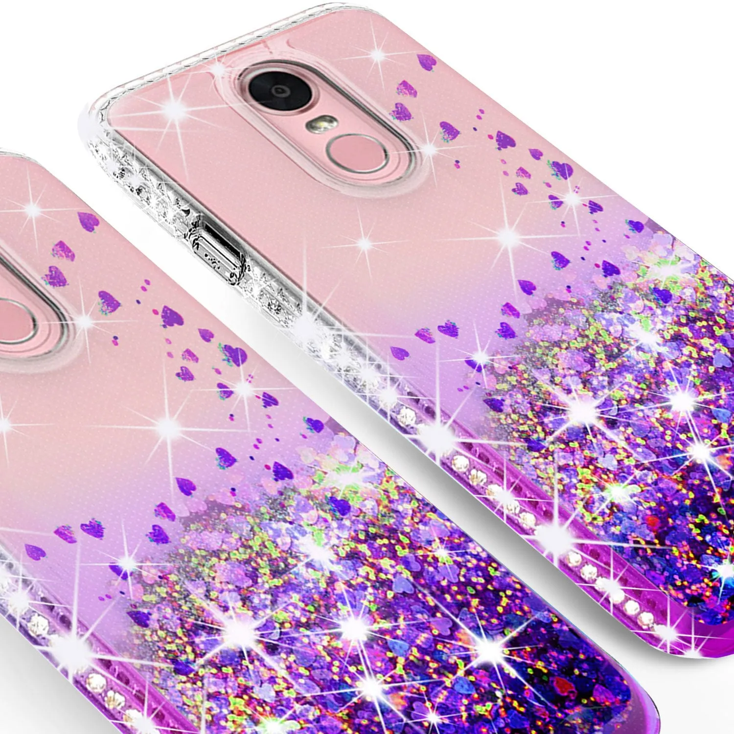 LG Stylo 4 Case, Stylo 4 Plus, Q Stylus Case Liquid Glitter Phone Case Waterfall Floating Quicksand Bling Sparkle Cute Protective Girls Women Cover for Stylo 4/Stylo 4 Plus/Q Stylus - Purple