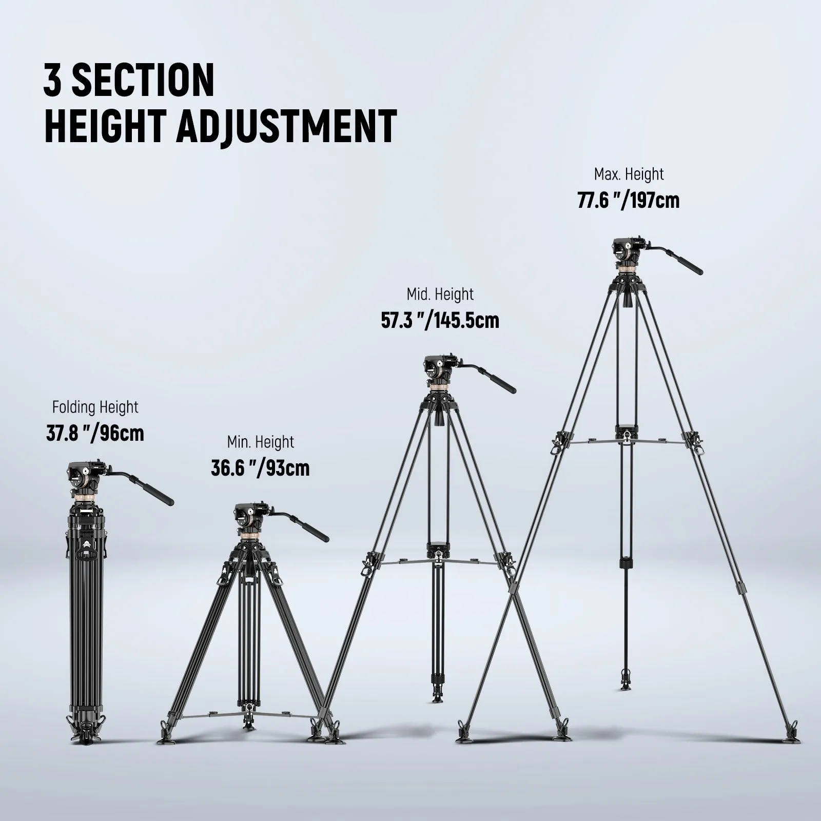 NEEWER LL45 78" Heavy Duty Camera Tripod with Damping Adjustable Fluid Head