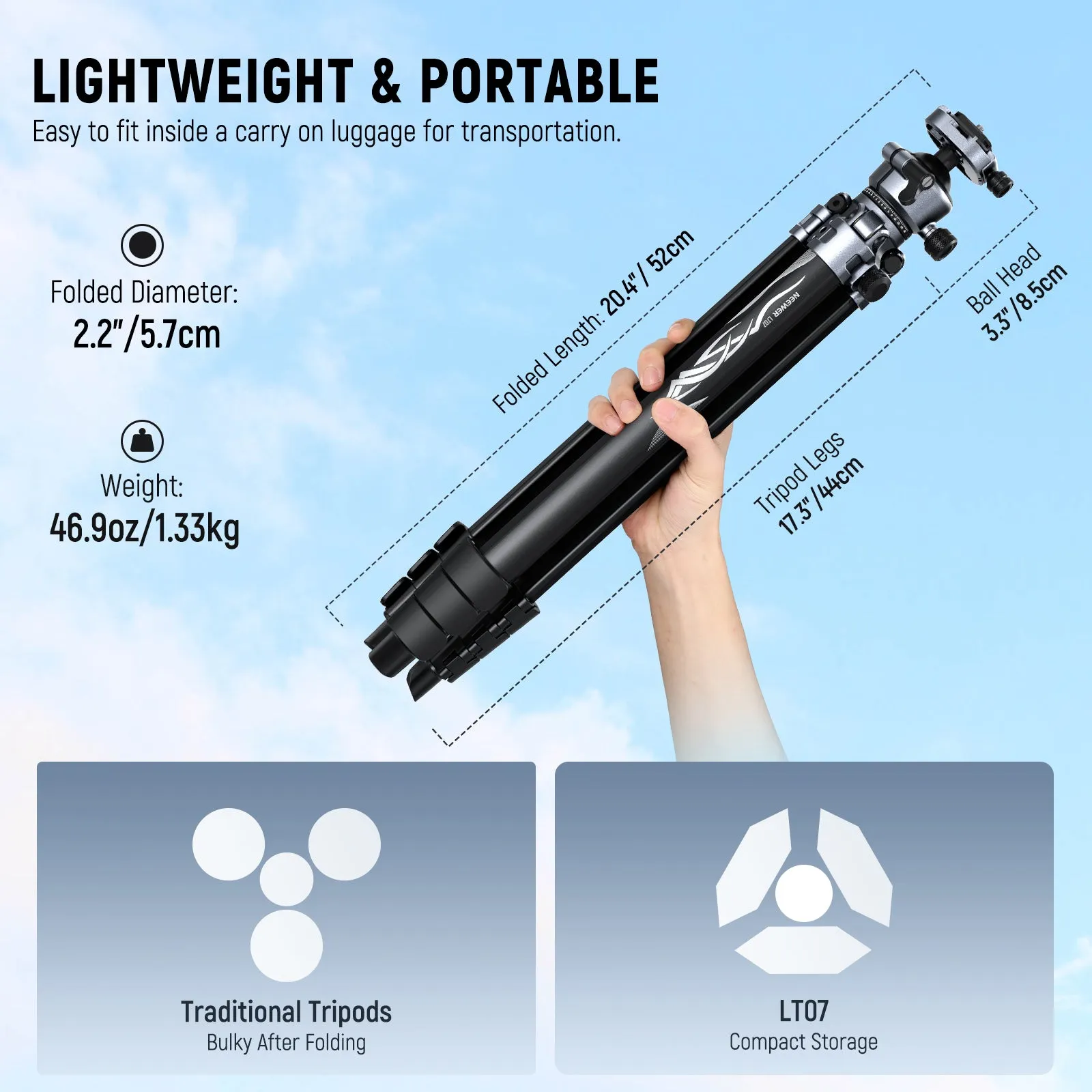 NEEWER LT07 61" Aluminum Travel Tripod