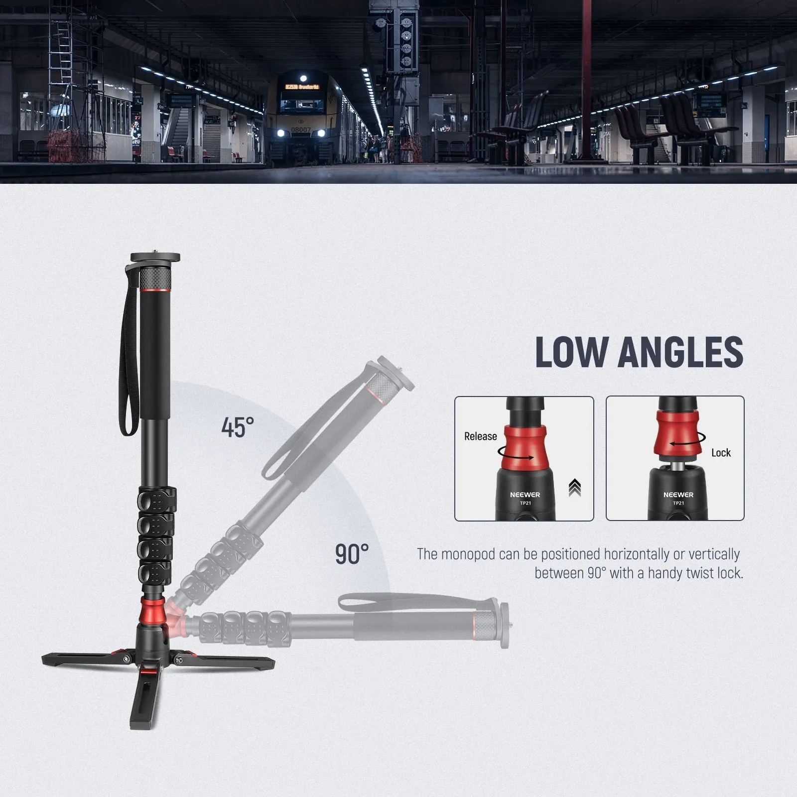 NEEWER TP21 169cm Professional Camera Monopod with Feet