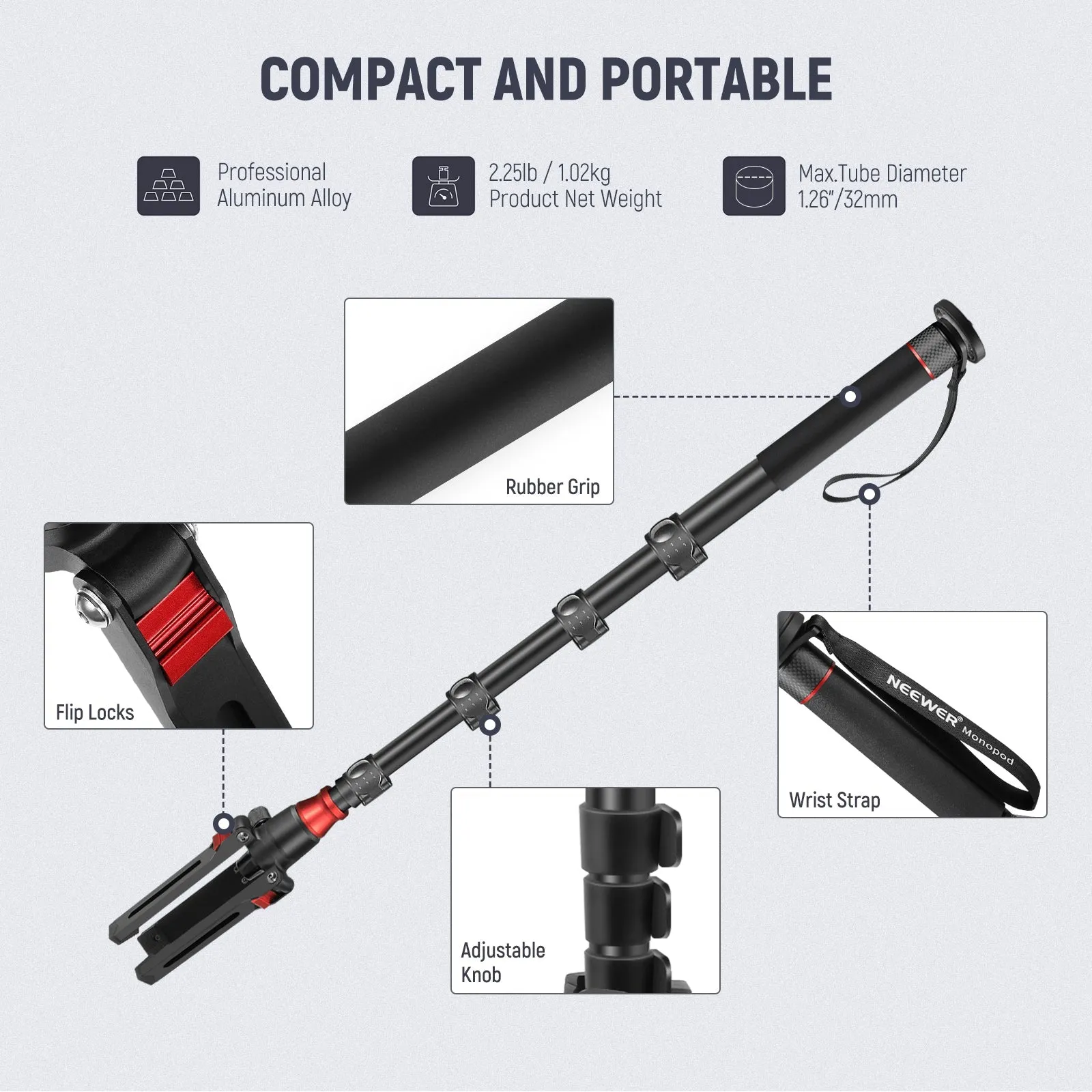 NEEWER TP21 169cm Professional Camera Monopod with Feet