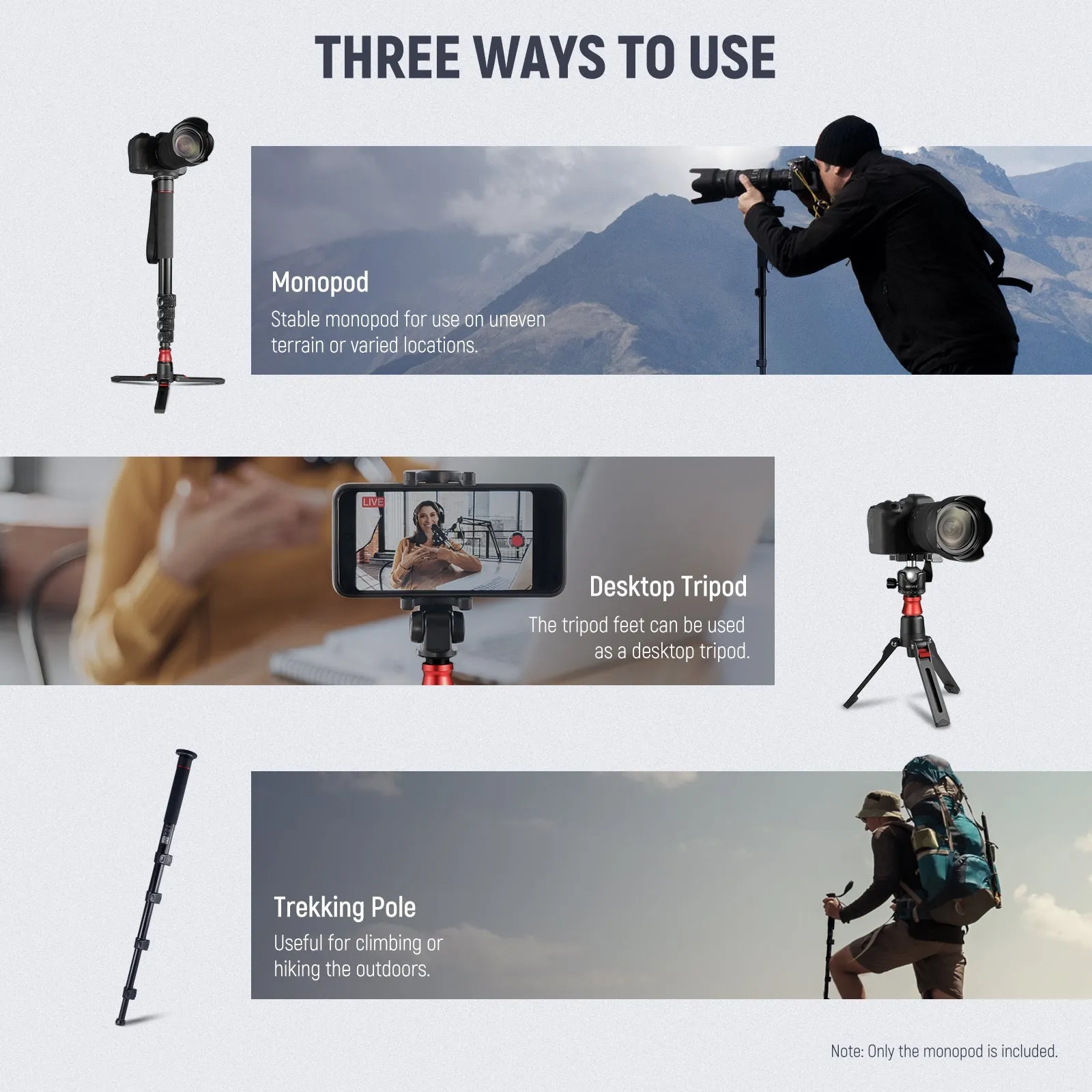 NEEWER TP21 169cm Professional Camera Monopod with Feet