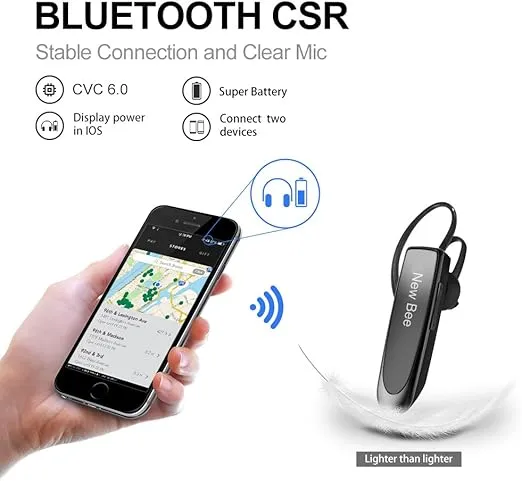 New Bee Handsfree Wireless Bluetooth Earpiece with Noise Cancelling