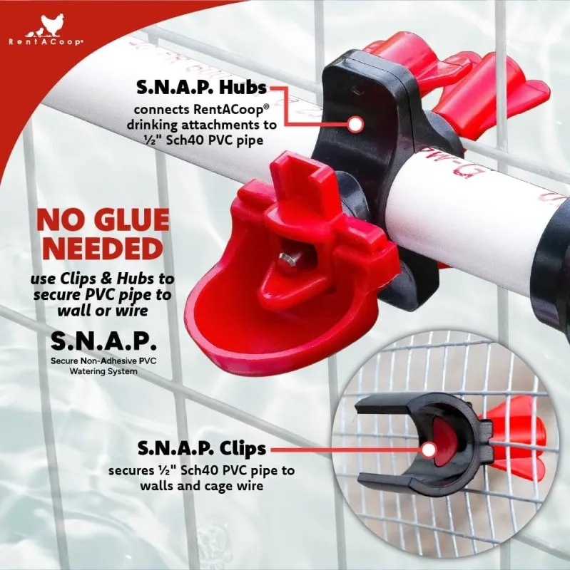 RentACoop Float Valve Kit Compatible with S.N.A.P PVC Watering System for Chickens, Poultry, and Other Animals