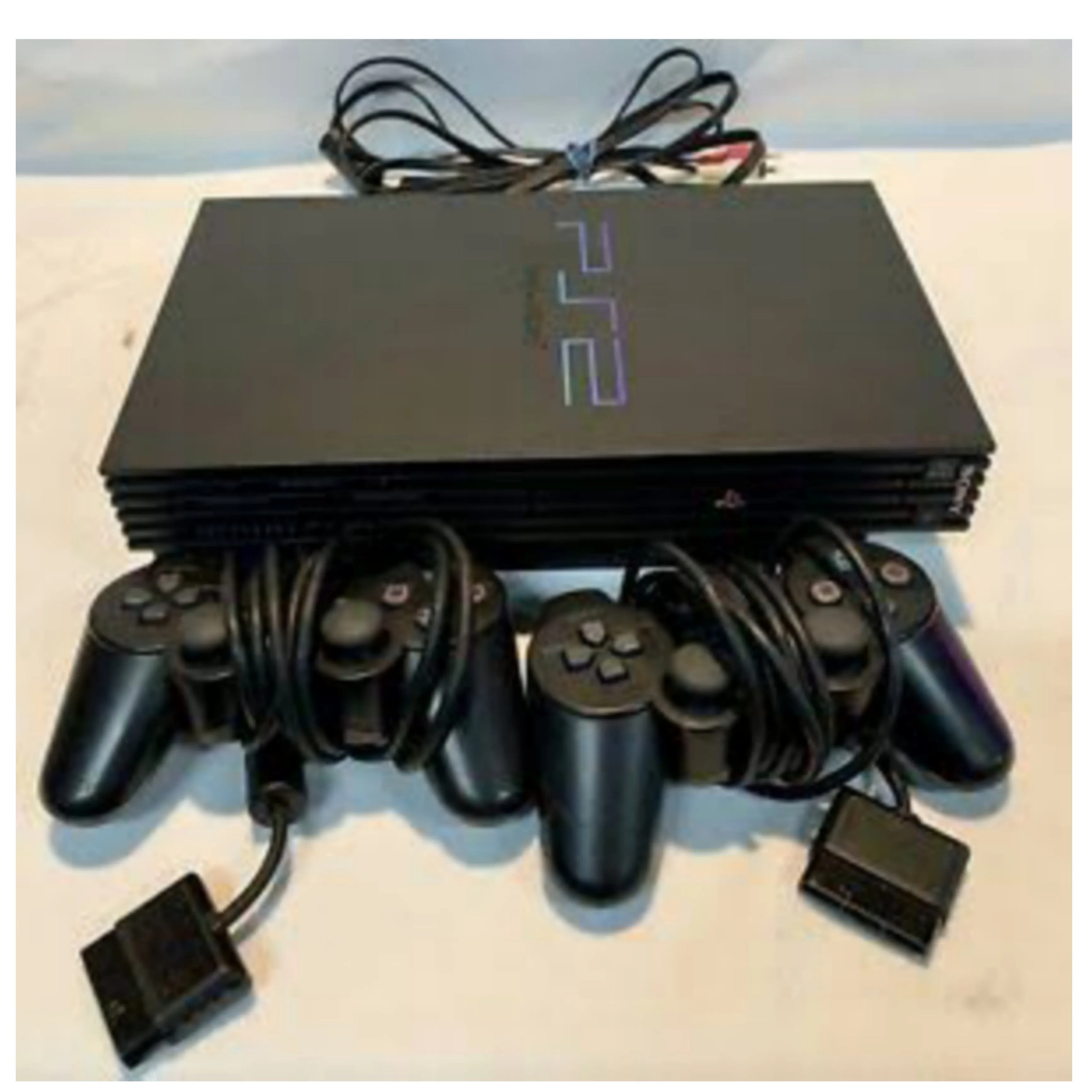 Sony Playstation 2 (PS2) Game Console Complete Set with 2 DUALSHOCK Wired Controllers & 10 Games - Foreign Used